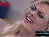 Very sexy blonde girl with big tits fucks a black guy with a huge cock